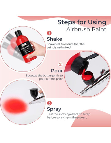 Pintura de Aerógrafo Nicpro Roja 250 ml Acrílica Lista para Usar