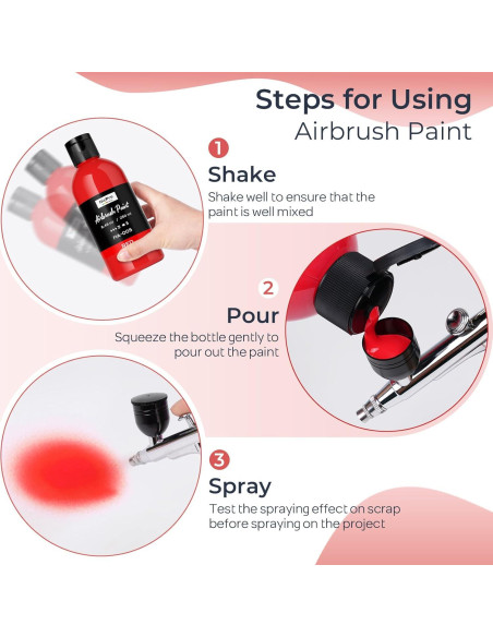 Pintura de Aerógrafo Nicpro Roja 250 ml Acrílica Lista para Usar