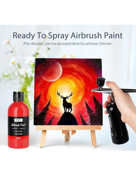 Pintura de Aerógrafo Nicpro Roja 250 ml Acrílica Lista para Usar