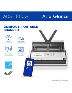Escáner Compacto Brother ADS-1800W Inalámbrico 30ppm 2