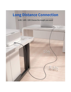 Cable USB 2.0 JSAUX Tipo A Macho a B Macho 2.01m Gris 2