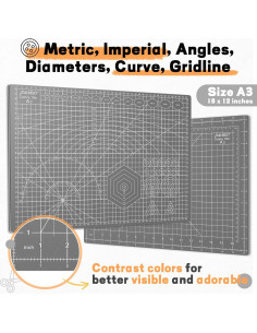 Alfombrilla de Corte A3 Idemeet Doble Cara Antideslizante Gris 2
