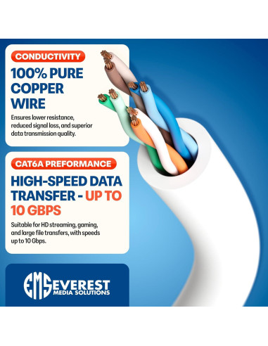 Cables de Parcheo Ethernet Cat6a Everest 0.61m Paquete de 10