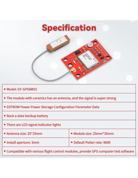 Módulo GPS GY-NEO-6MV2 Meshnology - 4 Piezas con Antena Cerámica