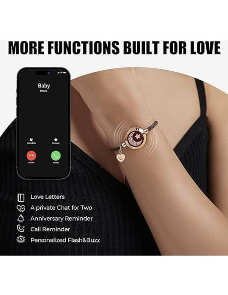 Pulseras de Toque a Distancia TOTWOO para Parejas - Vibración y Luz