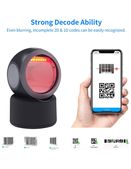 Escáner de Código de Barras Alacrity USB Omnidireccional Negro