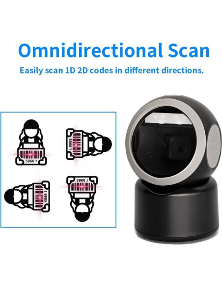 Escáner de Código de Barras Alacrity USB Omnidireccional Negro