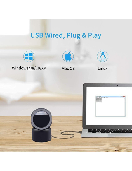 Escáner de Código de Barras Alacrity USB Omnidireccional Negro