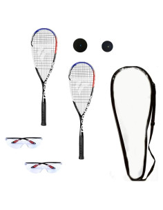 Kit de Inicio Squash Tecnifibre Cross Power - 2 Raquetas, Gafas, Bolas