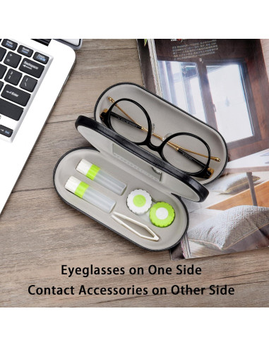 Estuche 2 en 1 Muf para Lentes de Contacto y Gafas Negro