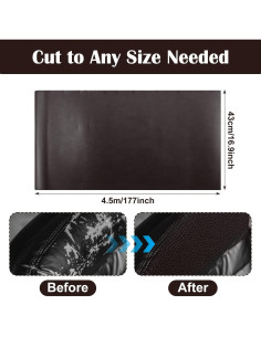 Parche de Reparación de Cuero Sintético Abeillo 45x450 cm Marrón 2