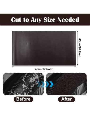 Parche de Reparación de Cuero Sintético Abeillo 45x450 cm Marrón