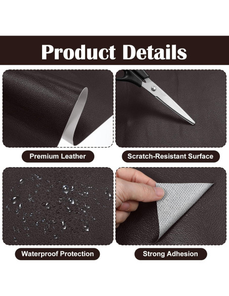 Parche de Reparación de Cuero Sintético Abeillo 45x450 cm Marrón