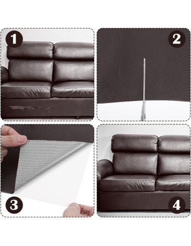 Parche de Reparación de Cuero Sintético Abeillo 45x450 cm Marrón