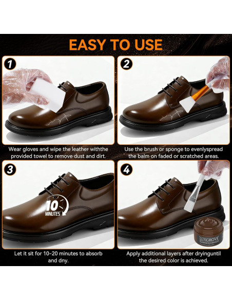 Bálsamo de Recoloración de Cuero LUXGROVE Marrón Oscuro 50ml