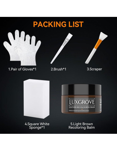 Bálsamo de Recoloración de Cuero LUXGROVE Marrón Oscuro 50ml