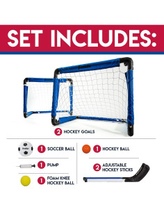 Conjunto Deportivo 3 en 1 Franklin Sports - Mini Gol Indoor Azul 2