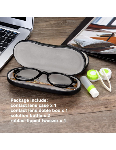 Estuche 2 en 1 Muf para Lentes de Contacto y Gafas Negro