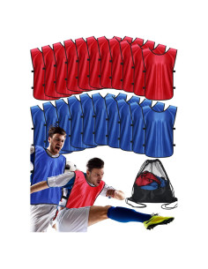24 Chalecos de Entrenamiento Jiuguva Azul y Rojo para Deportes
