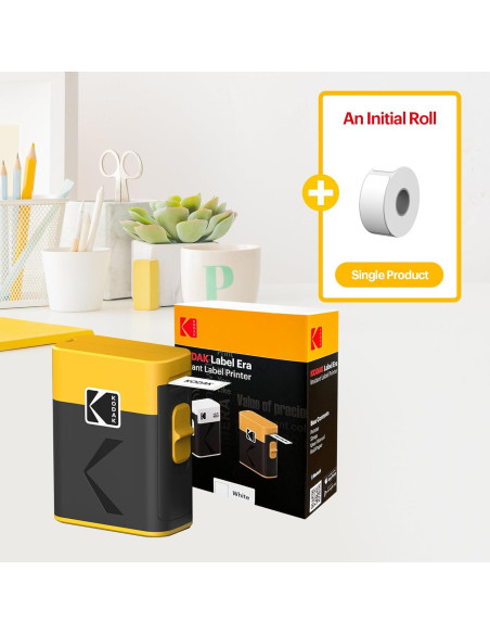 Etiquetadora KODAK ERA Bluetooth con 1 Rollo Adhesivo Amarillo