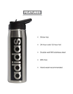 Botella de Agua Metal Adidas 600ml Doble Pared Acero Inoxidable 2