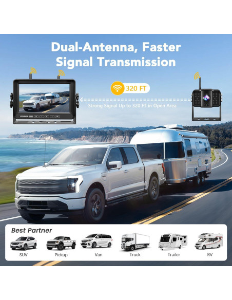 Cámara de Respaldo Inalámbrica FEISIKE 7" 1080P con Monitor