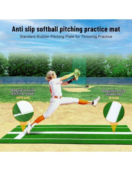 Alfombra de Lanzamiento de Softbol Awjaisca 91.5x305 cm Antideslizante