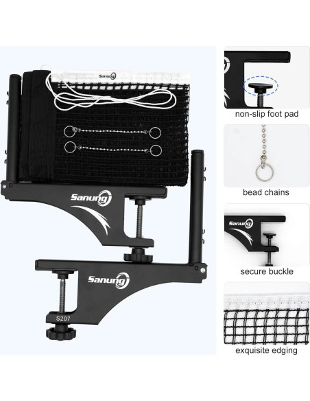 Conjunto de Red y Poste de Tenis de Mesa Sanung S207 - Plegable y Ajustable
