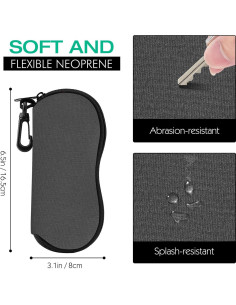 Funda de Gafas MoKo Neopreno Cremallera Espaciosa Gris 2