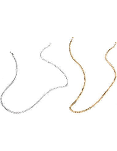 Cadena de Gafas Dorada y Plateada 75cm 2 Pcs