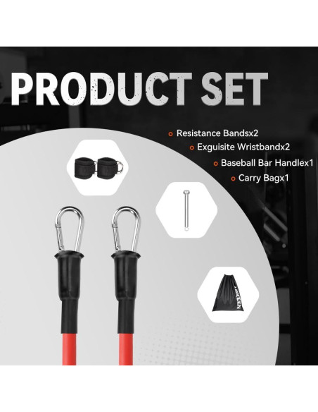 Bandas de Resistencia Hikeen 50 LBS para Entrenamiento de Béisbol