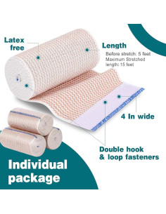 Venda Elástica AZEN Premium 6 Pack 10 cm para Compresión 2