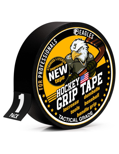 Cinta de Hockey EAGLES 20.12m Algodón Negro Resistente al Agua