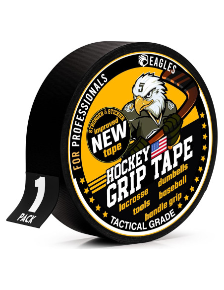 Cinta de Hockey EAGLES 20.12m Algodón Negro Resistente al Agua