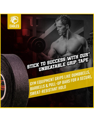 Cinta de Hockey EAGLES 20.12m Algodón Negro Resistente al Agua