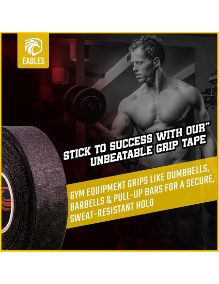 Cinta de Hockey EAGLES 20.12m Algodón Negro Resistente al Agua