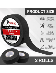Cinta de Hockey Guirnd, 2 Rollos 2.5 cm x 15 m, Negra 2