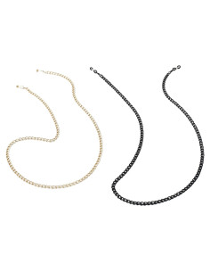 Cadena para Gafas Dorado-Negro 75 cm Eslabón Cubano