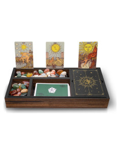 Bandeja de Cristal de Madera FNYDOX 30x15 cm para Tarot