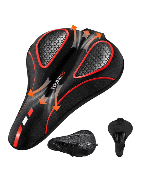 Cojín de Asiento de Bicicleta YOUNGDO Gel Impermeable Rojo