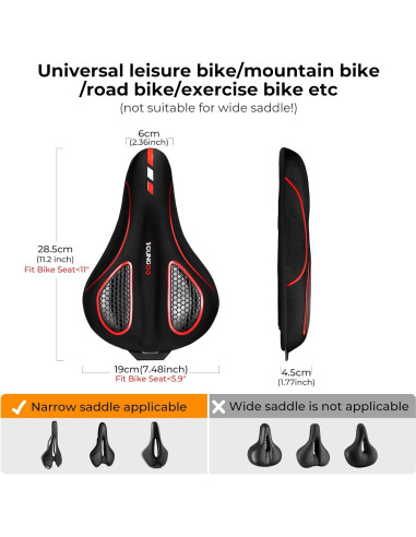 Cojín de Asiento de Bicicleta YOUNGDO Gel Impermeable Rojo
