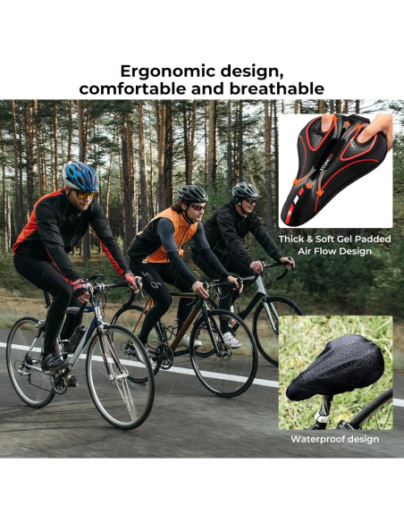 Cojín de Asiento de Bicicleta YOUNGDO Gel Impermeable Rojo