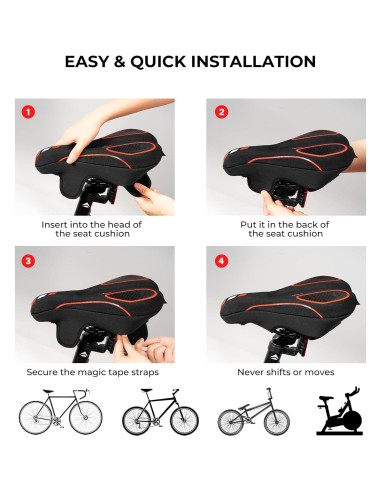 Cojín de Asiento de Bicicleta YOUNGDO Gel Impermeable Rojo