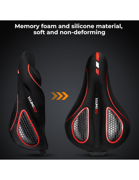 Cojín de Asiento de Bicicleta YOUNGDO Gel Impermeable Rojo