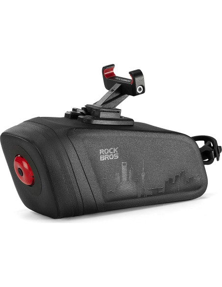 Bolsa de Sillín ROCKBROS 0.66L Impermeable con Luz Trasera