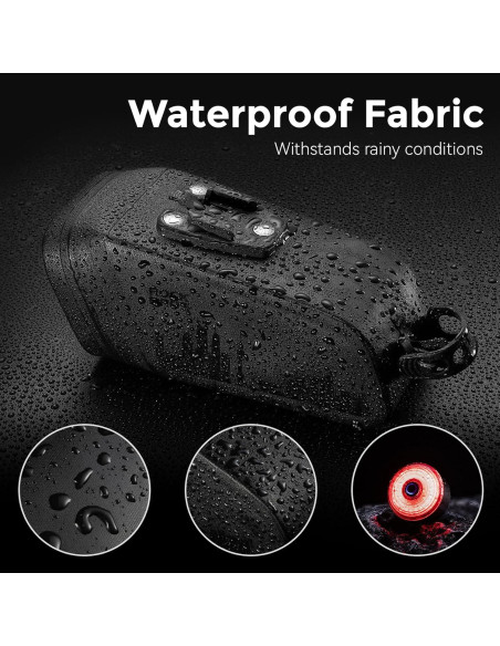 Bolsa de Sillín ROCKBROS 0.66L Impermeable con Luz Trasera