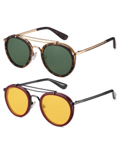 Gafas de sol polarizadas redondas metal vintage unisex