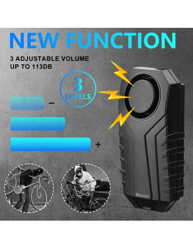 Alarma Antirrobo WSDCAM para Bicicleta 113dB Impermeable