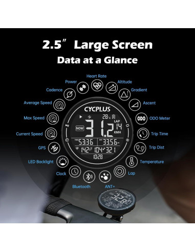 Computadora de Bicicleta CYCPLUS M2 GPS Inalámbrica 2.5"