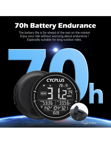 Computadora de Bicicleta CYCPLUS M2 GPS Inalámbrica 2.5"